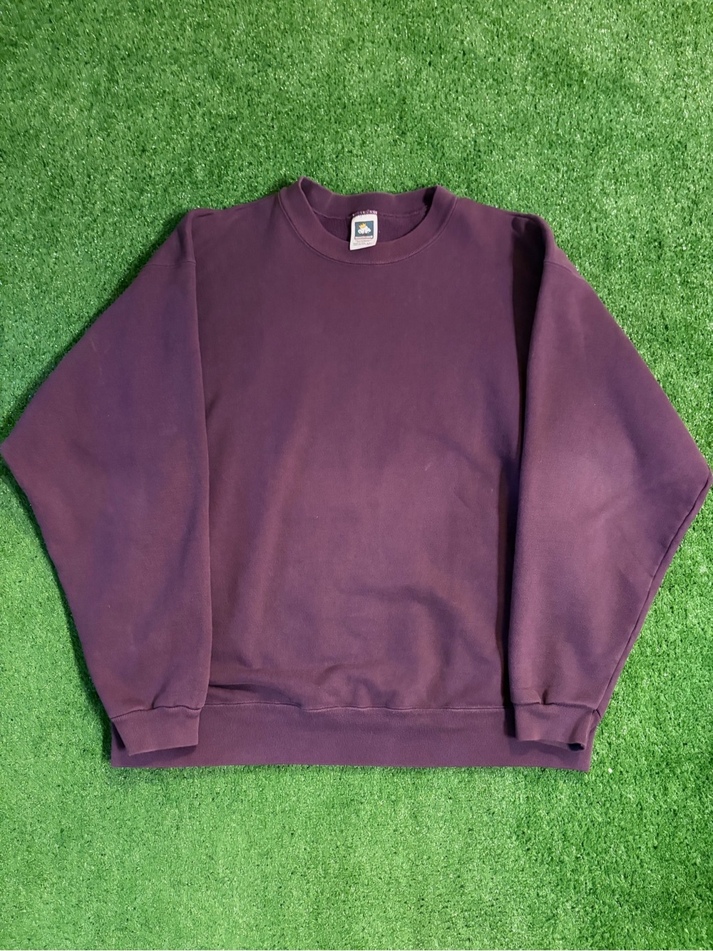 90s Cotton Deluxe Distressed Purple Crewneck Sweater